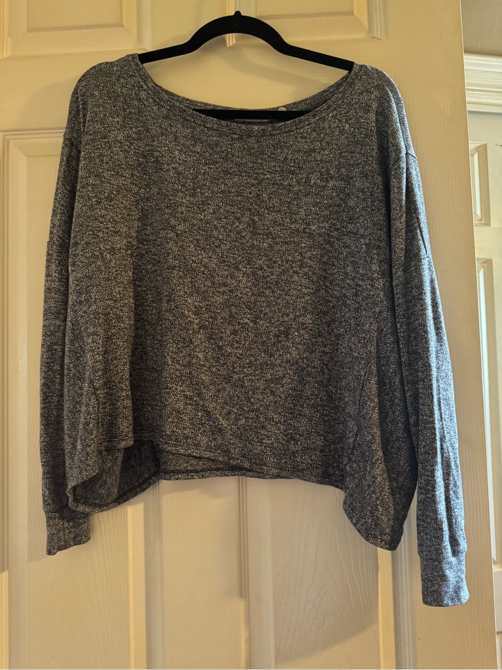 Athleta- Cozy Grey Marled Cropped Sweatshirt